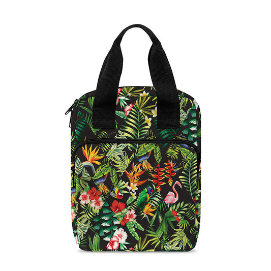 Tropical Patchwork Pattern Print Bible Tote Bag