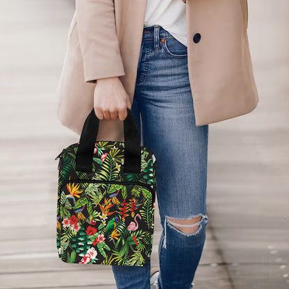 Tropical Patchwork Pattern Print Bible Tote Bag