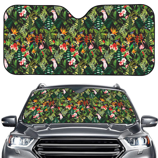 Tropical Patchwork Pattern Print Car Windshield Sun Shade