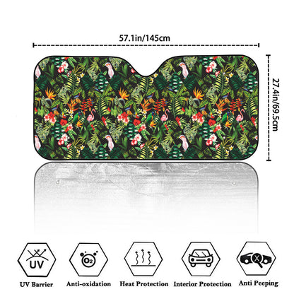 Tropical Patchwork Pattern Print Car Windshield Sun Shade