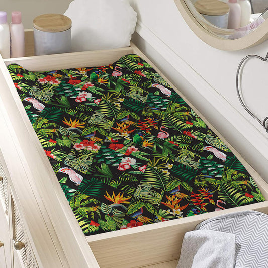 Tropical Patchwork Pattern Print Changing Pad Cover