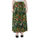 Tropical Patchwork Pattern Print Chiffon Maxi Skirt