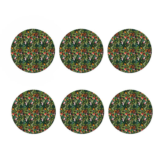 Tropical Patchwork Pattern Print Coaster Set