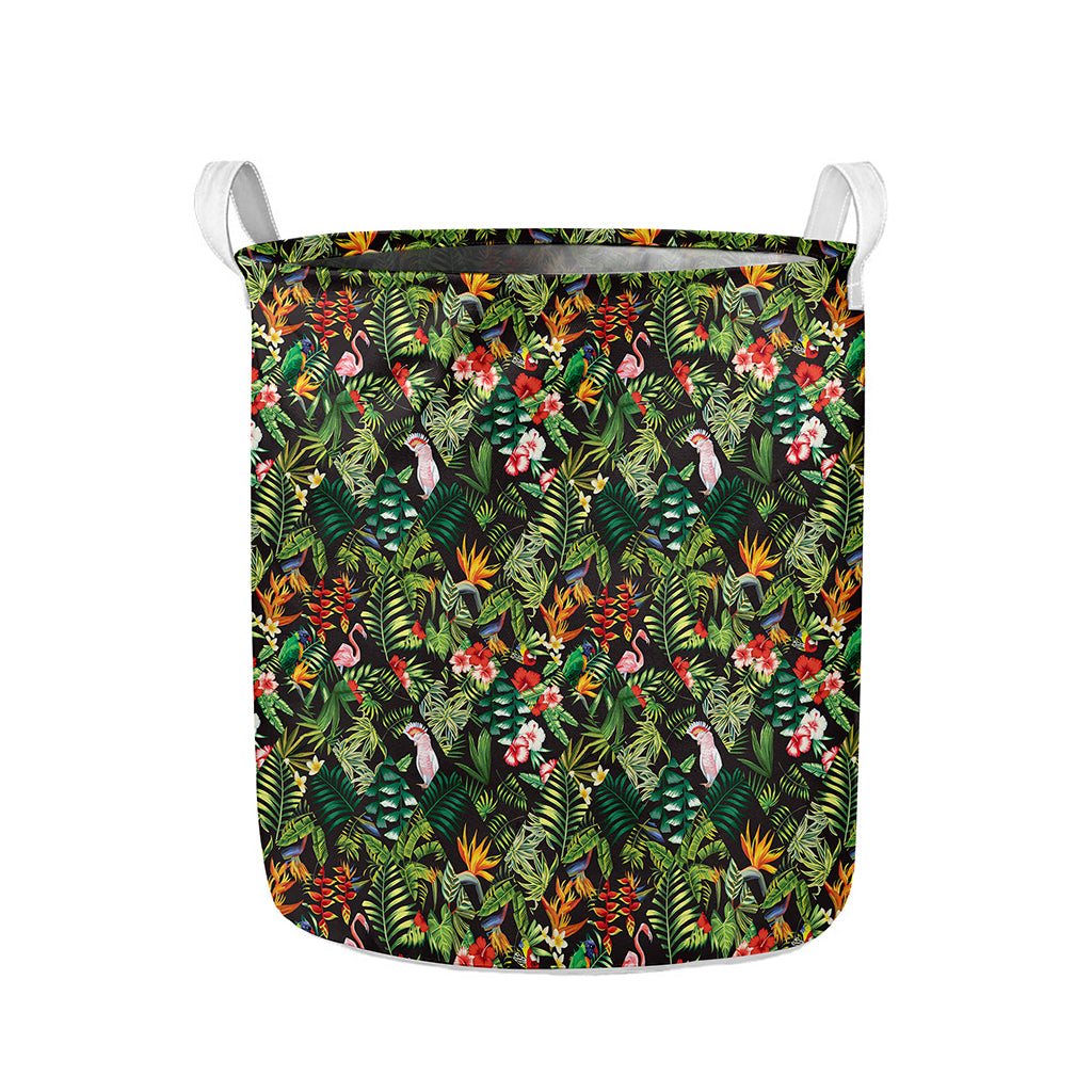 Tropical Patchwork Pattern Print Collapsible Laundry Basket