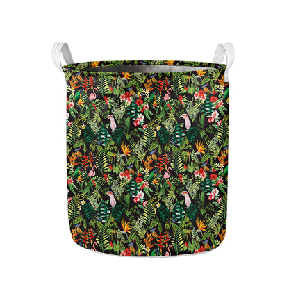 Tropical Patchwork Pattern Print Collapsible Laundry Basket
