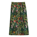 Tropical Patchwork Pattern Print Cotton Front Slit Maxi Skirt