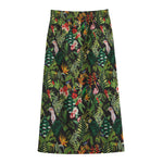 Tropical Patchwork Pattern Print Cotton Front Slit Maxi Skirt