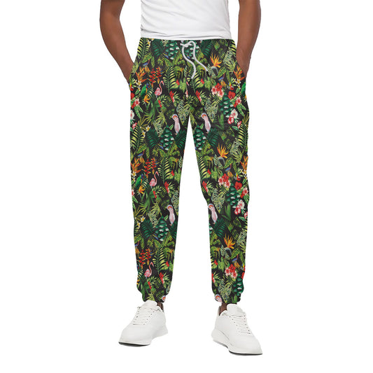 Tropical Patchwork Pattern Print Cotton Pants