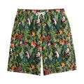 Tropical Patchwork Pattern Print Cotton Shorts