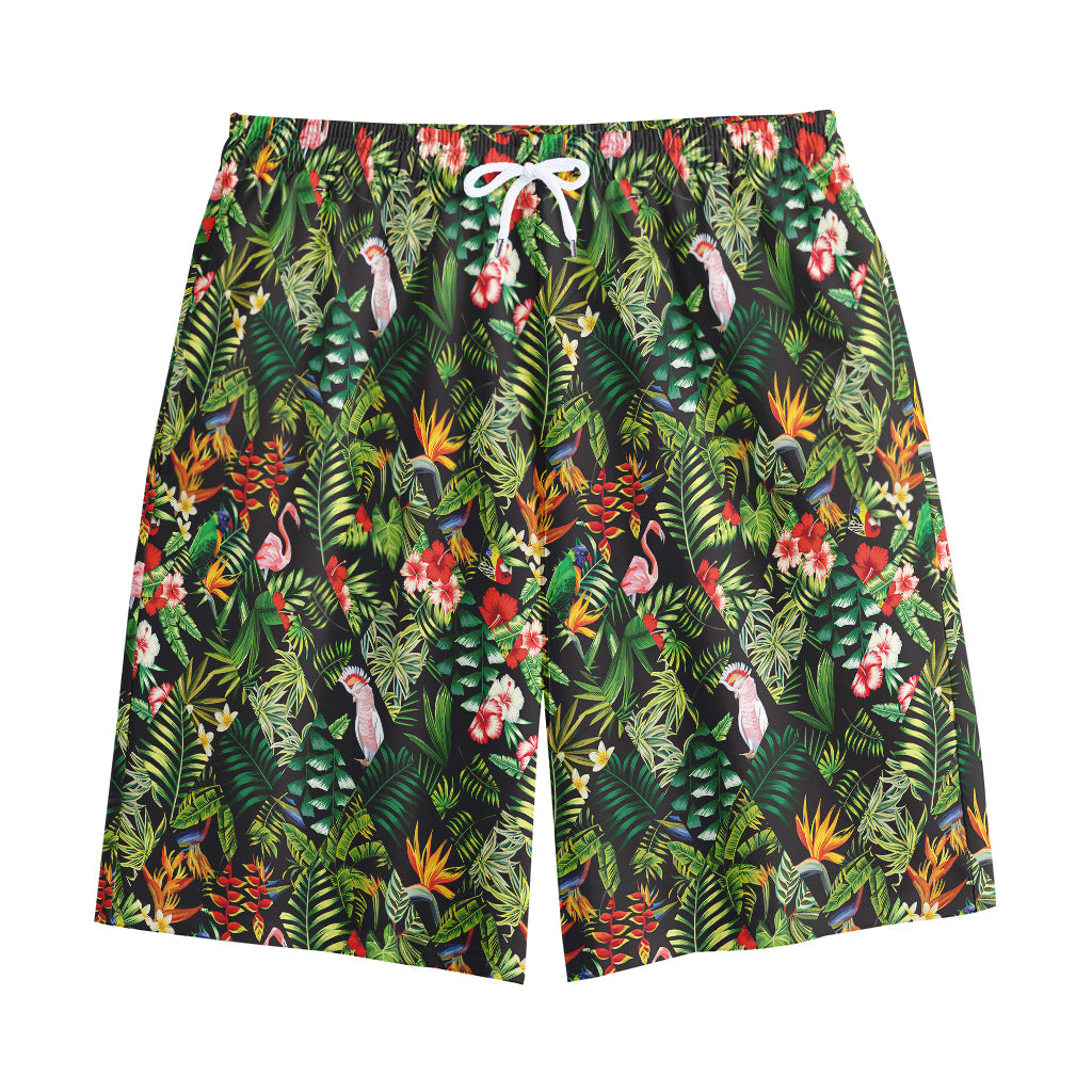 Tropical Patchwork Pattern Print Cotton Shorts