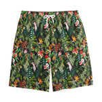 Tropical Patchwork Pattern Print Cotton Shorts