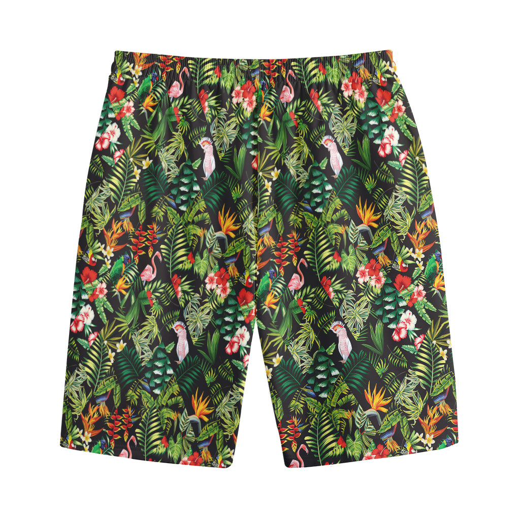 Tropical Patchwork Pattern Print Cotton Shorts