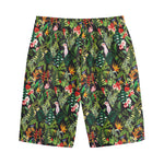 Tropical Patchwork Pattern Print Cotton Shorts