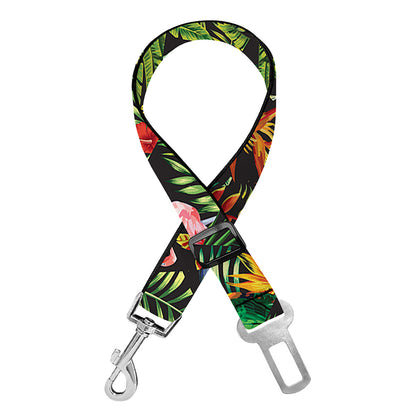 Tropical Patchwork Pattern Print Dog Seat Belt