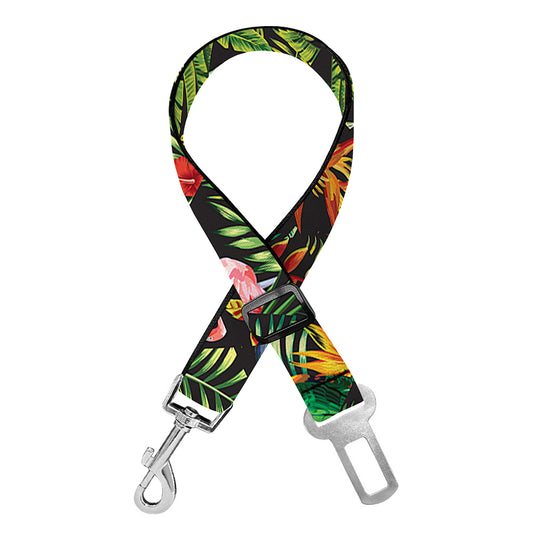 Tropical Patchwork Pattern Print Dog Seat Belt