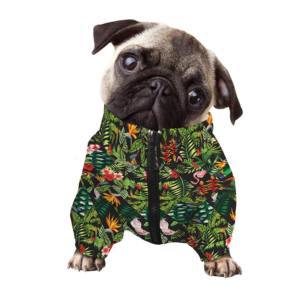 Tropical Patchwork Pattern Print Dog Zip Up Jacket