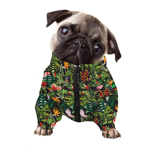Tropical Patchwork Pattern Print Dog Zip Up Jacket