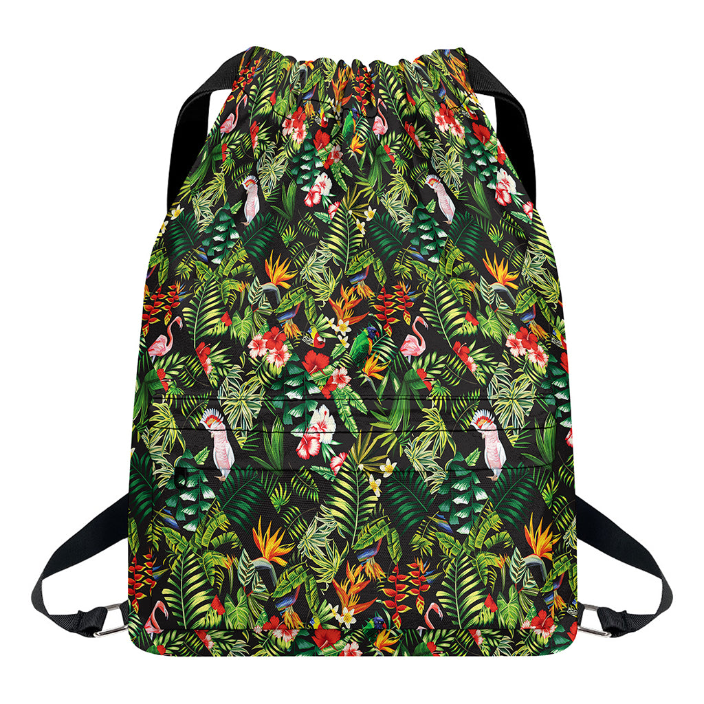 Tropical Patchwork Pattern Print Drawstring Backpack