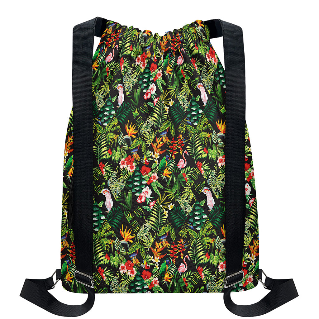 Tropical Patchwork Pattern Print Drawstring Backpack