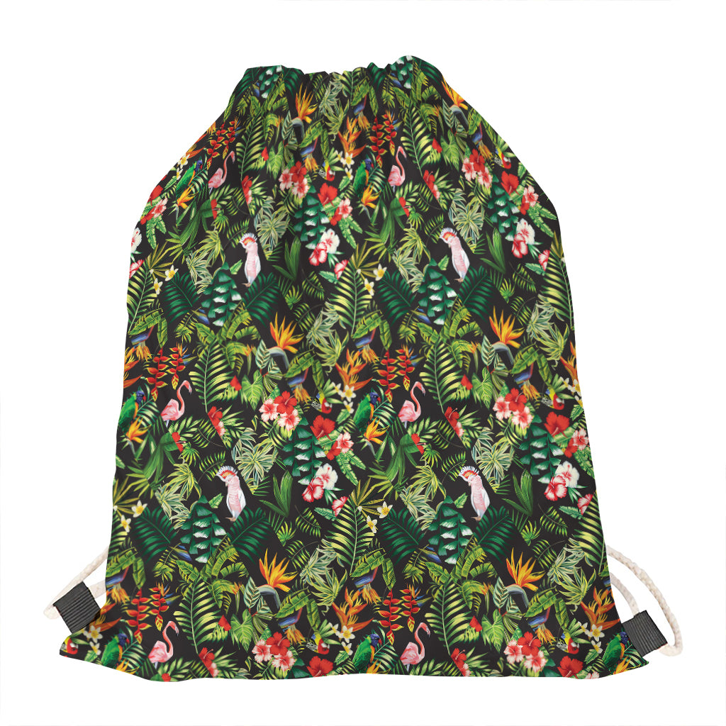 Tropical Patchwork Pattern Print Drawstring Bag