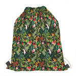 Tropical Patchwork Pattern Print Drawstring Bag