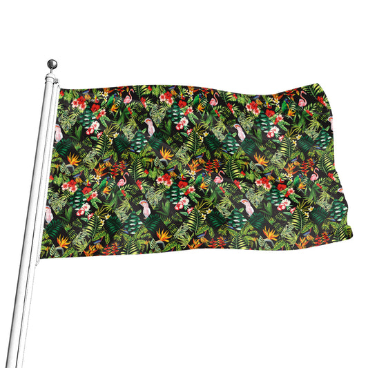 Tropical Patchwork Pattern Print Flag