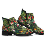 Tropical Patchwork Pattern Print Flat Ankle Boots