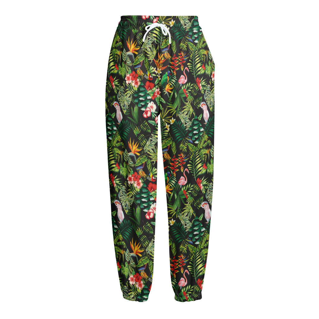 Tropical Patchwork Pattern Print Fleece Lined Knit Pants