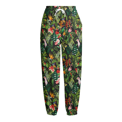 Tropical Patchwork Pattern Print Fleece Lined Knit Pants