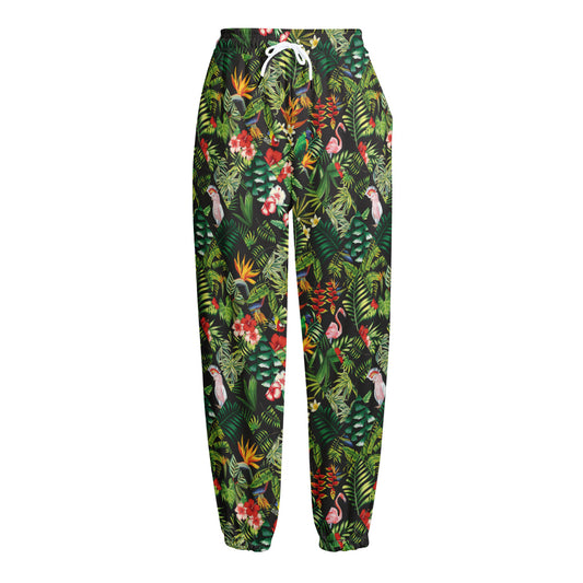 Tropical Patchwork Pattern Print Fleece Lined Knit Pants