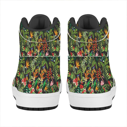 Tropical Patchwork Pattern Print High Top Leather Sneakers