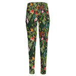 Tropical Patchwork Pattern Print High-Waisted Pocket Leggings