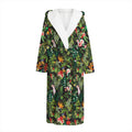 Tropical Patchwork Pattern Print Hooded Bathrobe