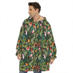 Tropical Patchwork Pattern Print Hoodie Blanket