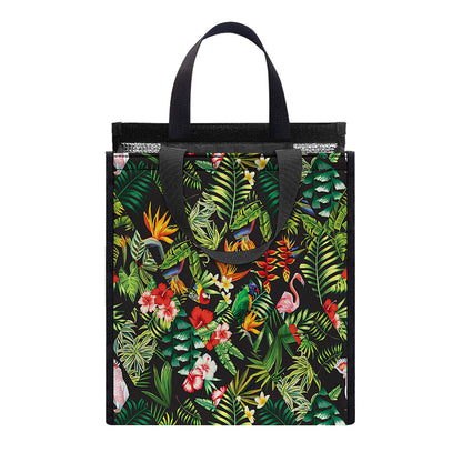 Tropical Patchwork Pattern Print Insulated Lunch Tote