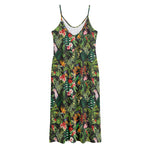 Tropical Patchwork Pattern Print Jersey Midi Cami Dress