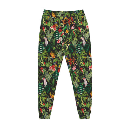 Tropical Patchwork Pattern Print Jogger Pants