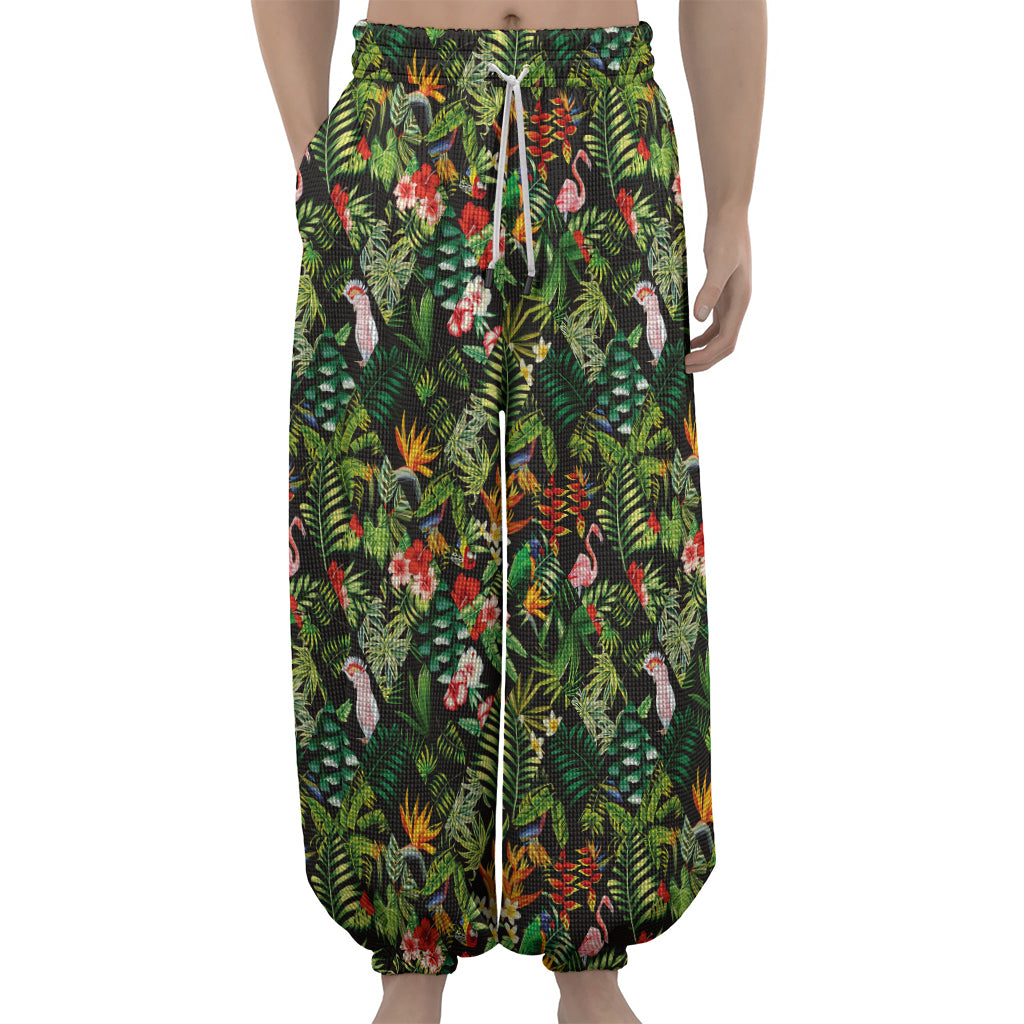 Tropical Patchwork Pattern Print Lantern Pants