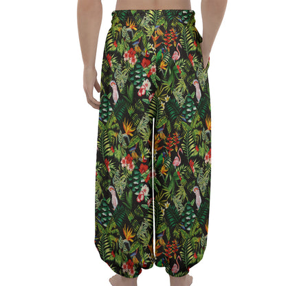 Tropical Patchwork Pattern Print Lantern Pants