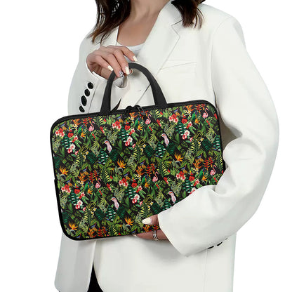 Tropical Patchwork Pattern Print Laptop Sleeve With Handle