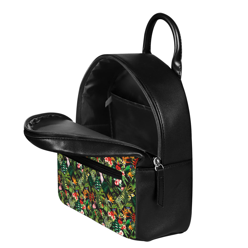 Tropical Patchwork Pattern Print Leather Backpack
