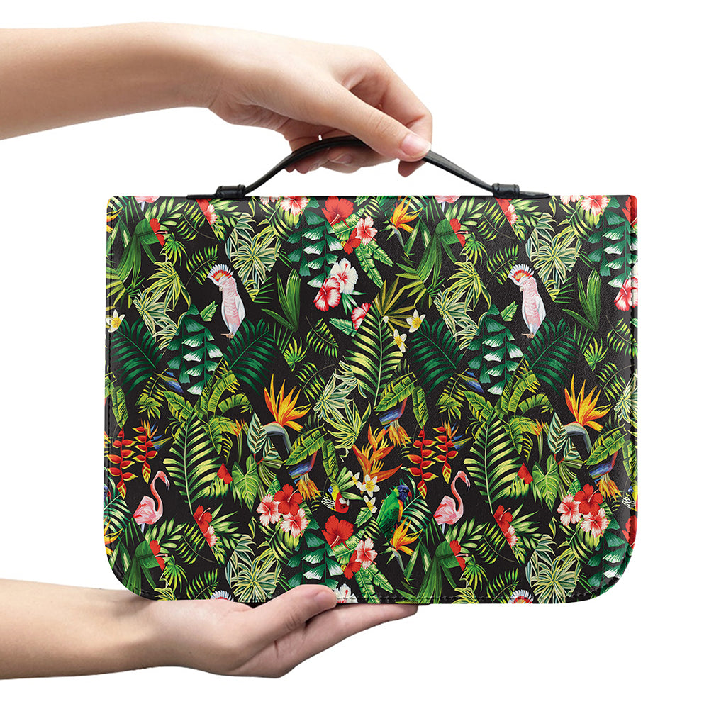 Tropical Patchwork Pattern Print Leather Bible Cover
