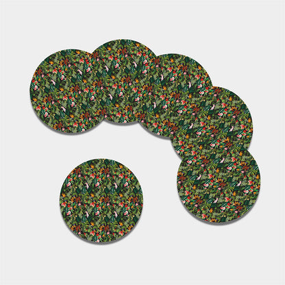 Tropical Patchwork Pattern Print Leather Coaster Set