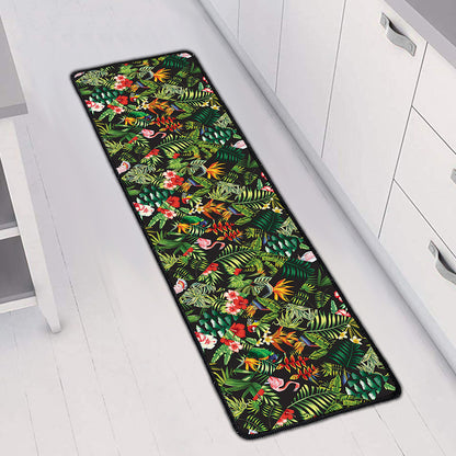 Tropical Patchwork Pattern Print Long Kitchen Mat