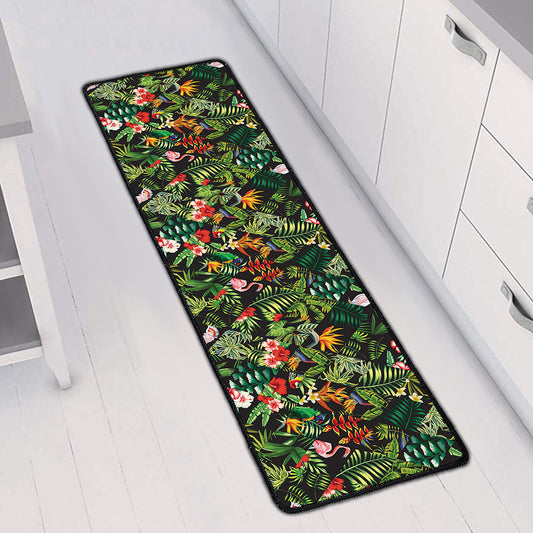 Tropical Patchwork Pattern Print Long Kitchen Mat
