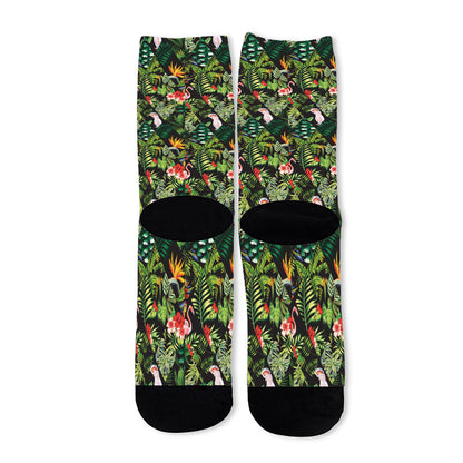 Tropical Patchwork Pattern Print Long Socks