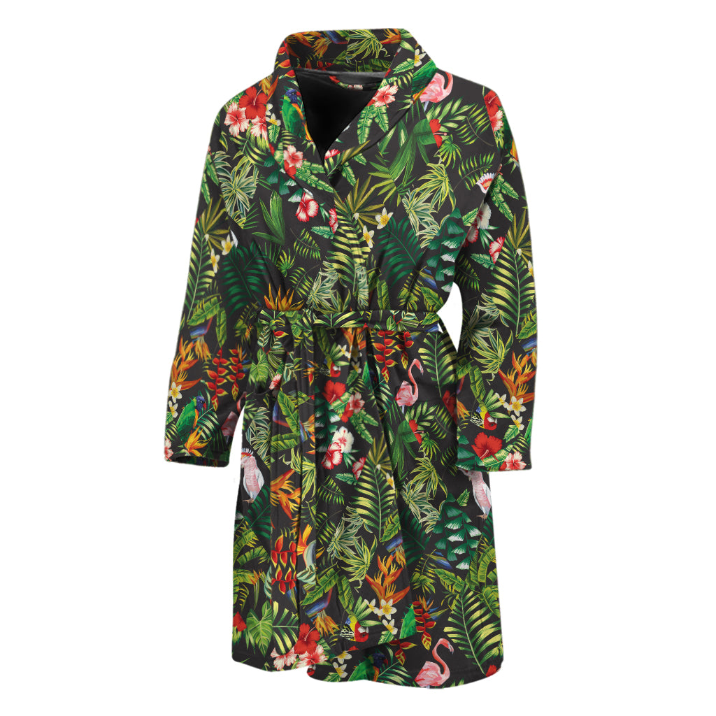 Tropical Patchwork Pattern Print Men's Bathrobe