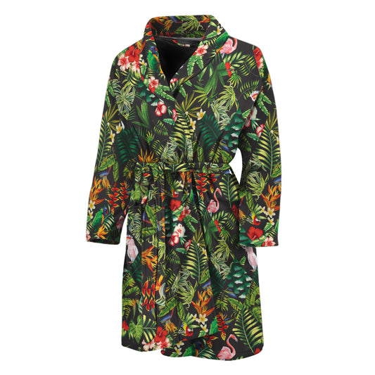 Tropical Patchwork Pattern Print Men's Bathrobe