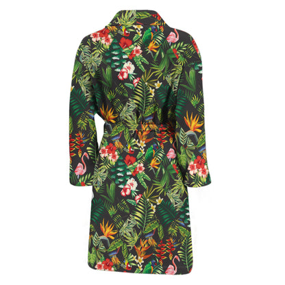 Tropical Patchwork Pattern Print Men's Bathrobe