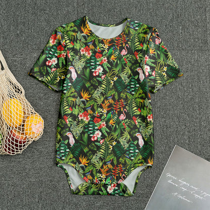 Tropical Patchwork Pattern Print Men's Bodysuit